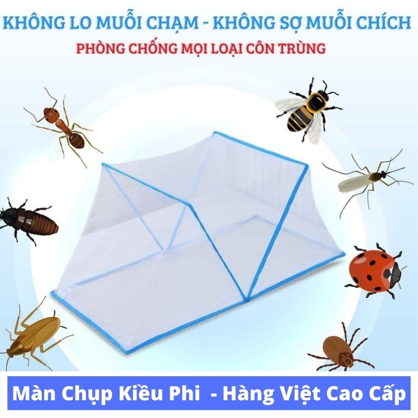 Màn chụp tự bung xếp Kiều Phi - Mùng chụp gấp gọn người lớn  1mxm9, m4xm9, m6xm9 chống muỗi hiệu quả