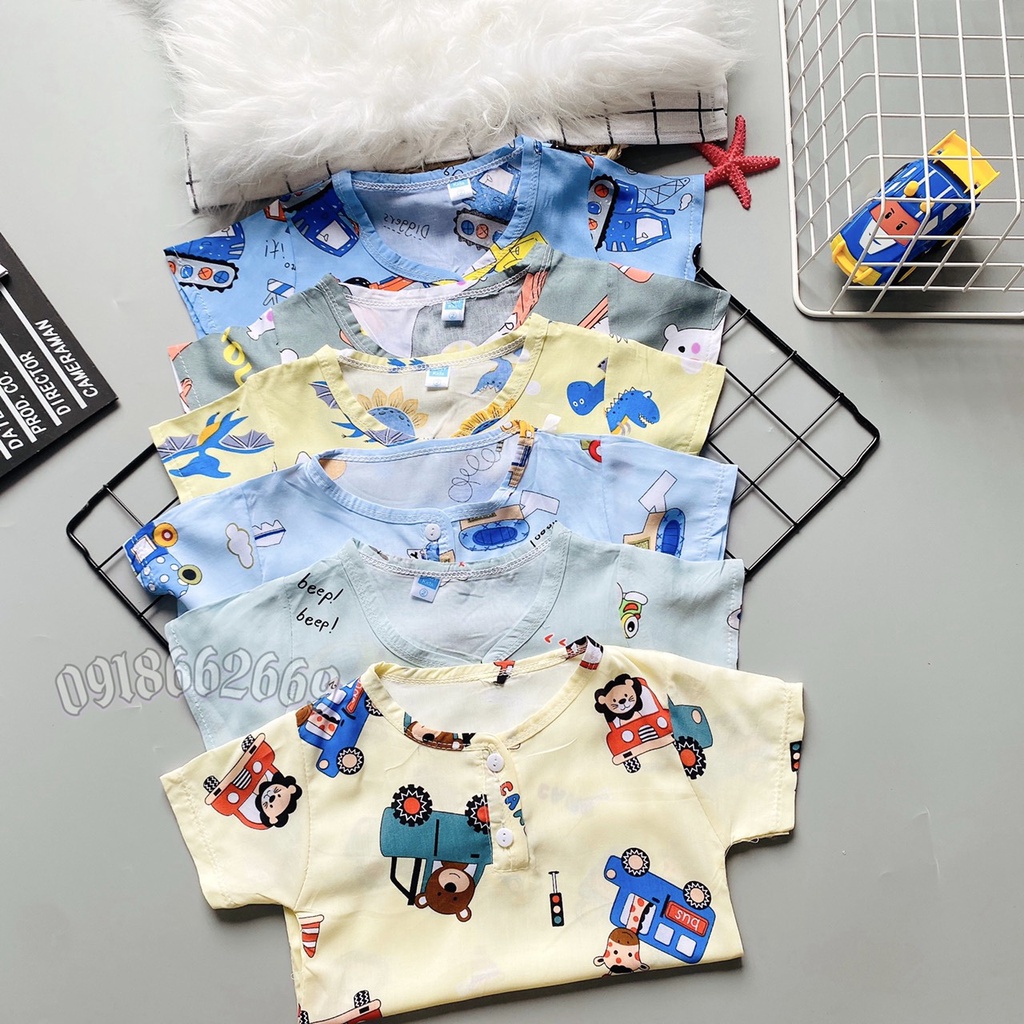 Bộ cộc hè bé trai, vải lanh lụa ( tole) loại 1 size 5-22 kg