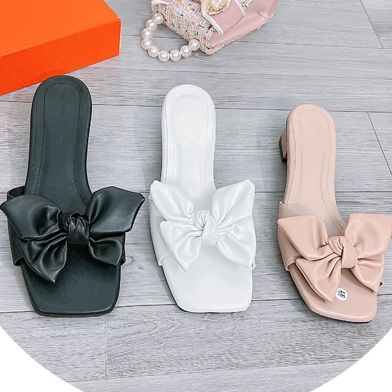 GUỐC NỮ THỜI TRANG NƠ CÁNH TIÊN - GUỐC CAO GÓT 3 PHÂN - DÉP ĐẾ VUÔNG 3P