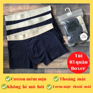 Túi 3 quần lót Boxer nam HM màu xanh mực
