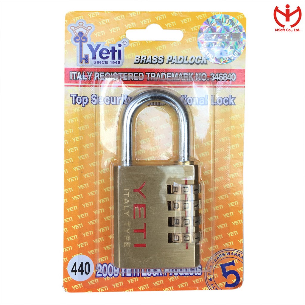 [Hỏa tốc HCM] Ổ khóa số YETI thân đồng thau nhiều kích thước - MSOFT