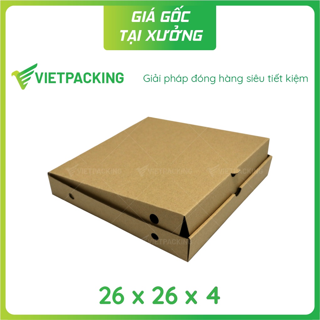 26x26x4 - 25 hộp carton nắp gài vuông vức có lỗ bên hông V157