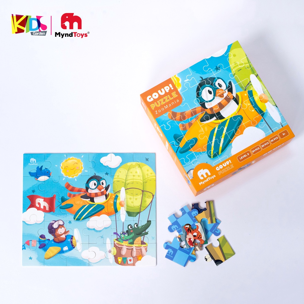 Đồ chơi xếp hình cho bé bộ ghép hình MYNDTOYS  24-30-40 mảnh với 3 chủ đề cho trẻ từ 3 tuổi MT08-GO3Zoo