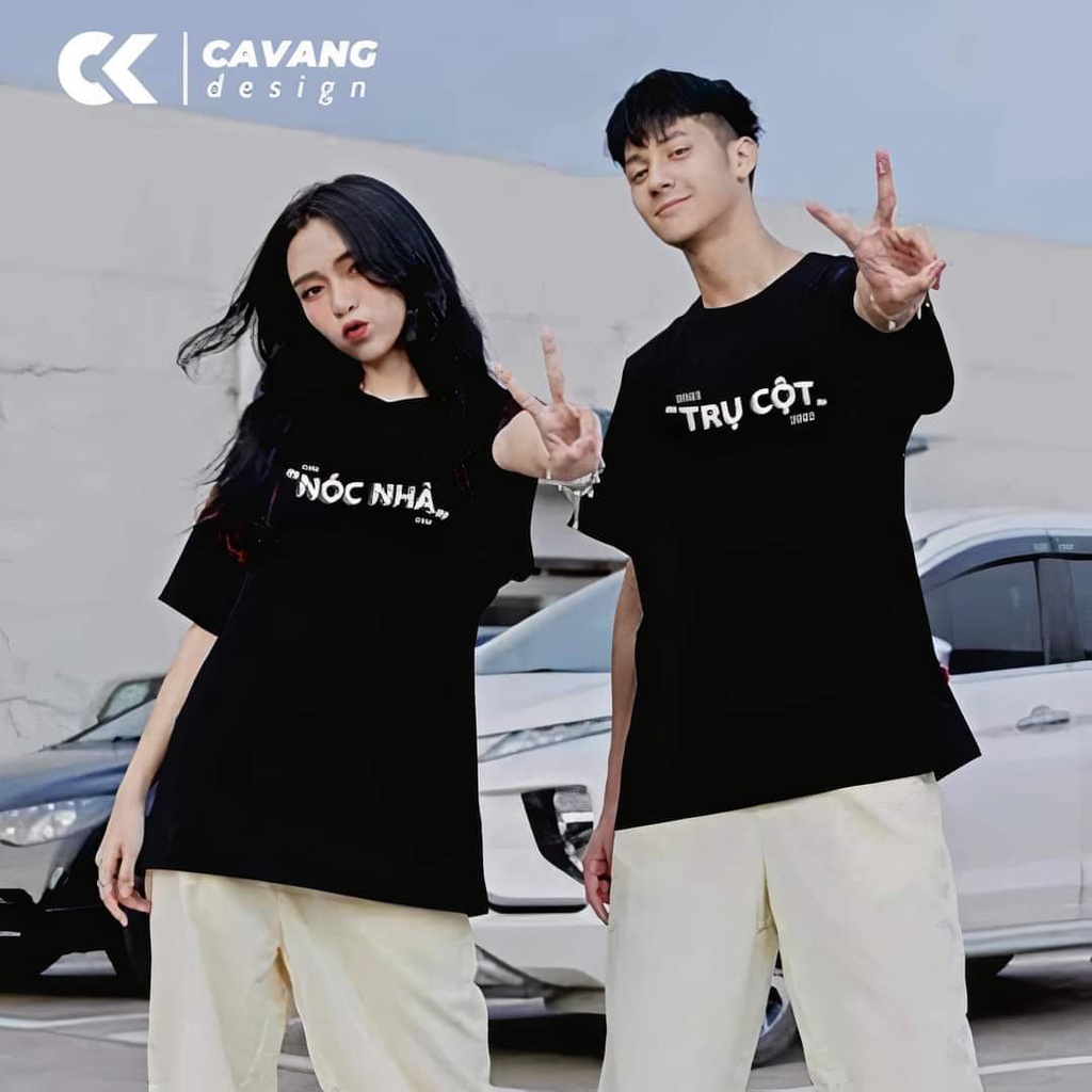 Áo đôi nam nữ tay lỡ Unisex, đồ đôi Nóc nhà - Trụ cột form rộng vải cotton 100% cao cấp