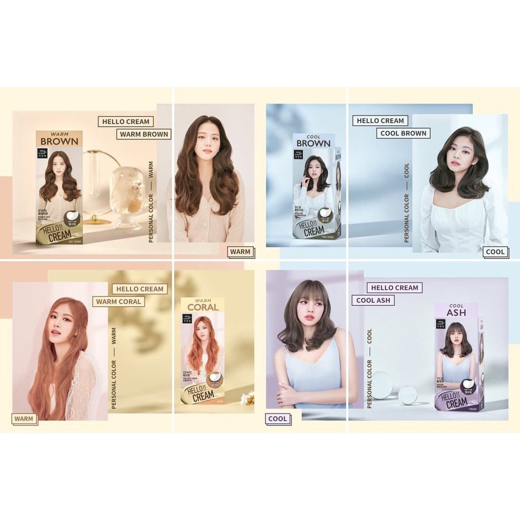 NHUỘM TÓC Dạng kem Mise En Scene Hello Cream Personal Hair Color 125g mẫu mới 2020