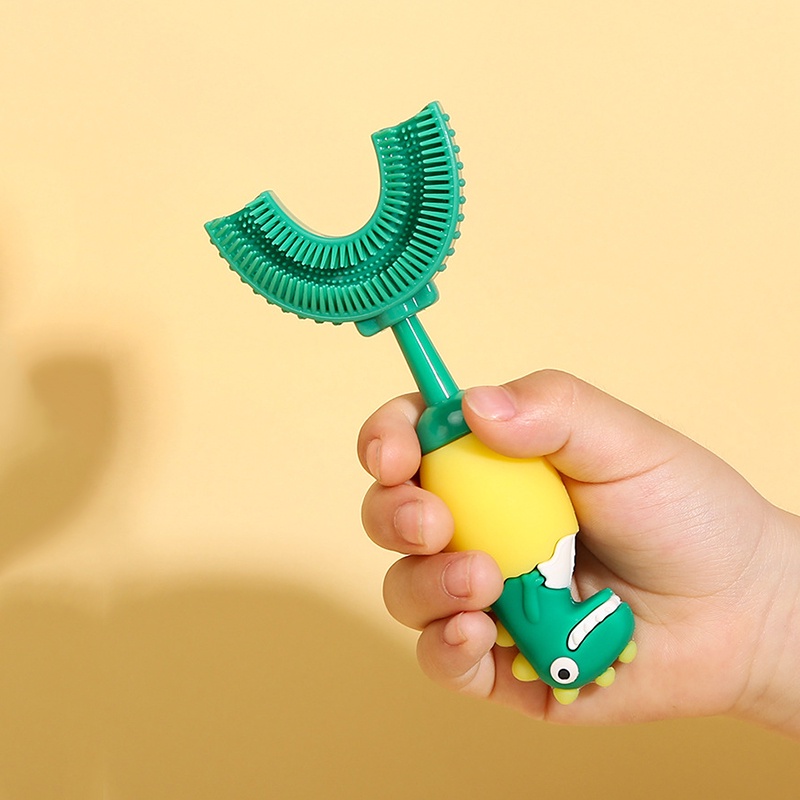 Bàn chải chữ u cho bé đánh răng dễ dàng hình khủng long cute