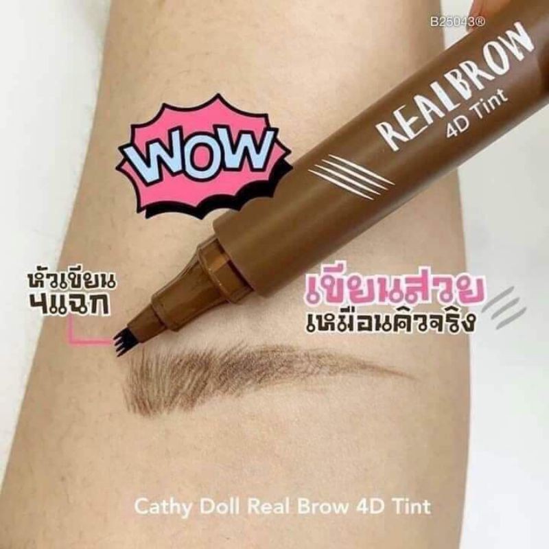 Bút vẽ chân mày phẩy sợi Cathy Doll Real Brow 4D Tint Thái Lan [sẵn 4 màu]