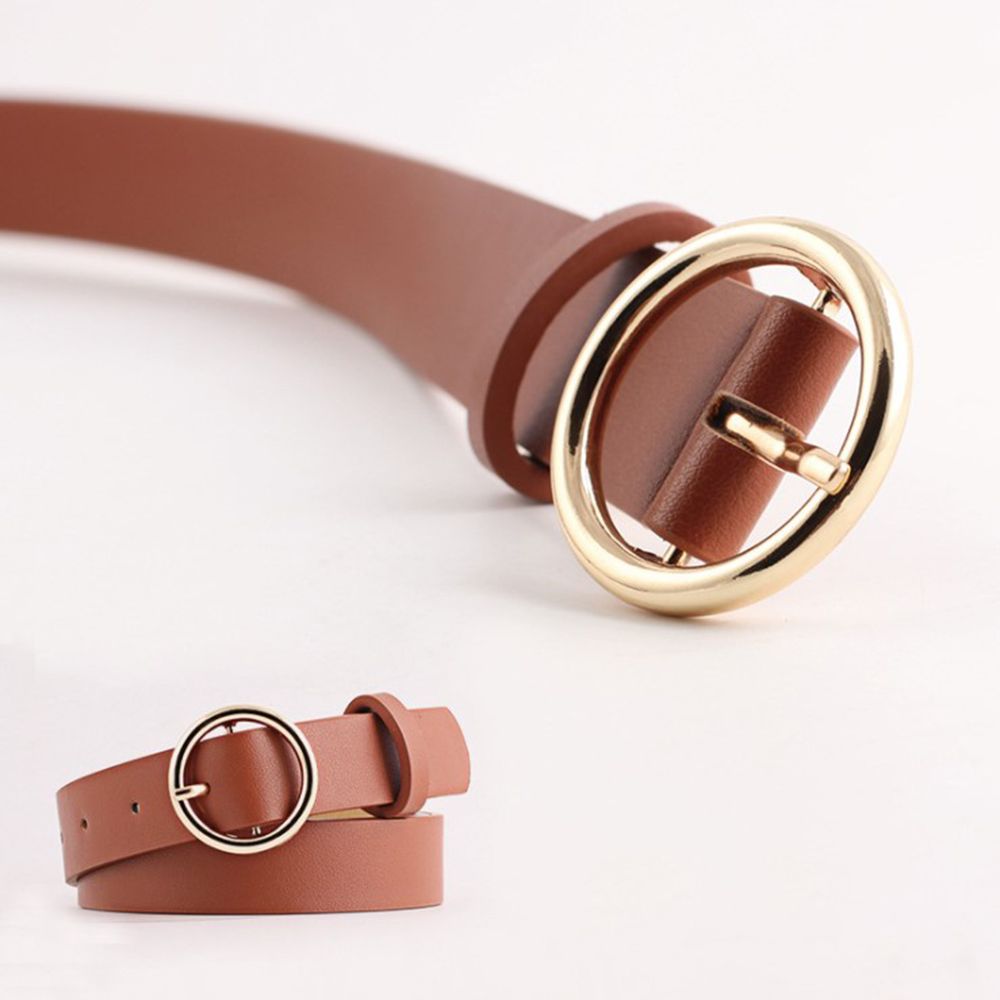 Thắt Lưng Da Khóa Tròn Phong Cách Vintage Thời Trang Cho Nữ