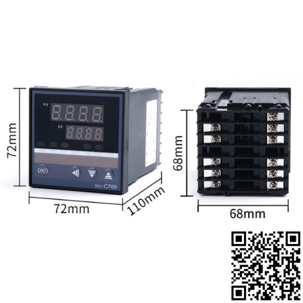 Đồng hồ nhiệt độ RKC-REX-C700 out RELAY hoặc SSR điện áp 220VAC kích thước 72x72 nhiệt độ 400°C, 1300°C