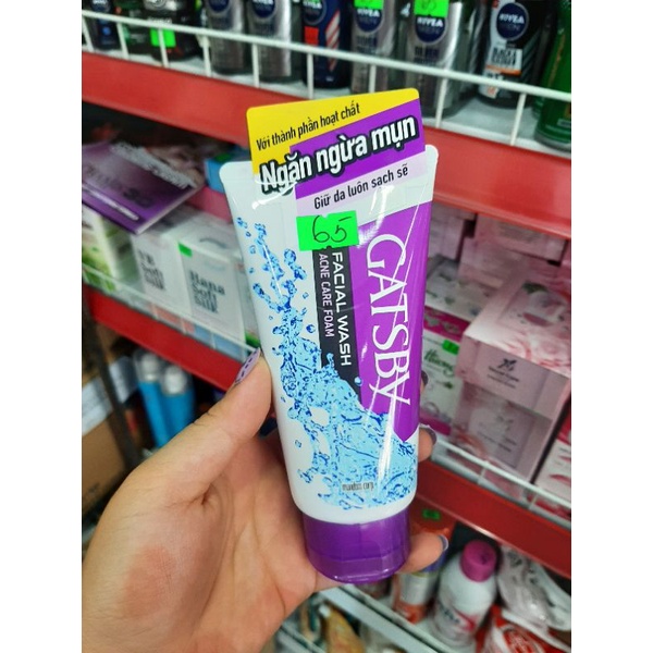 Sữa rửa mặt cho nam da khô da dầu mụn đầu đen Gatsby Facial Foam 130g, Sửa rửa mặt chăm sóc da mặt cho nam