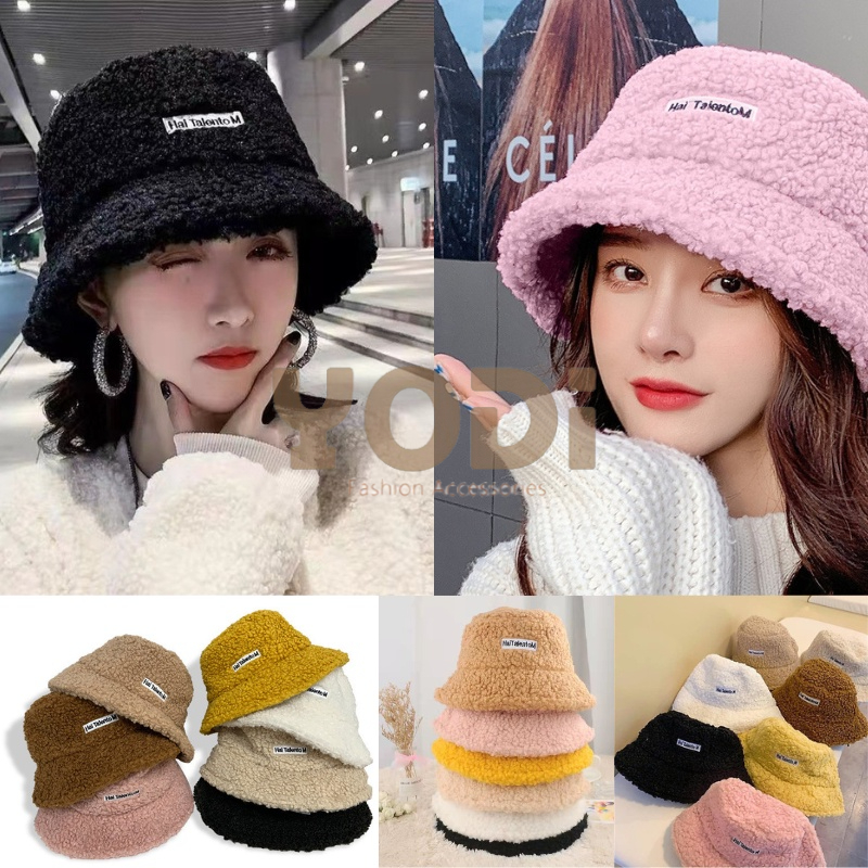 Nón bucket lông cừu - Mũ tai bèo Ulzzang phong cách thời trang Hàn Quốc sang trọng dễ thương