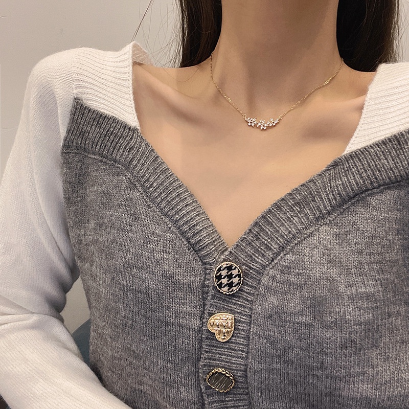 Dây Chuyền Mặt Hoa Đính Đá Phong Cách Hàn Quốc
