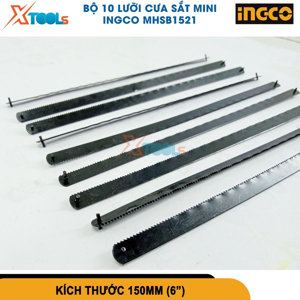 Bộ 10 lưỡi cưa sắt mini INGCO MHSB1521 bộ lưỡi cưa 10 chi tiết Size 150mm Chất liệu 65Mn