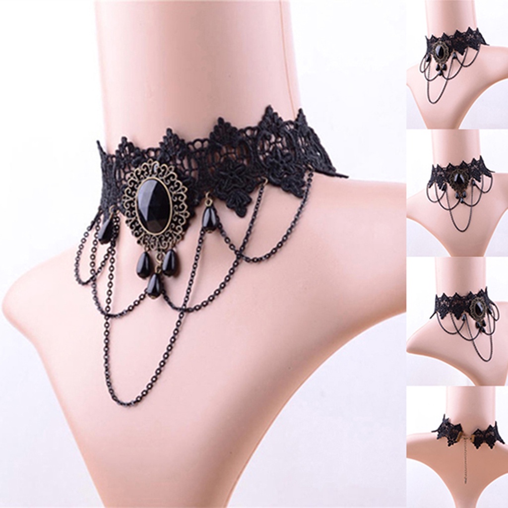 Vòng cổ ren đính đá nhân tạo thời trang dành cho nữ