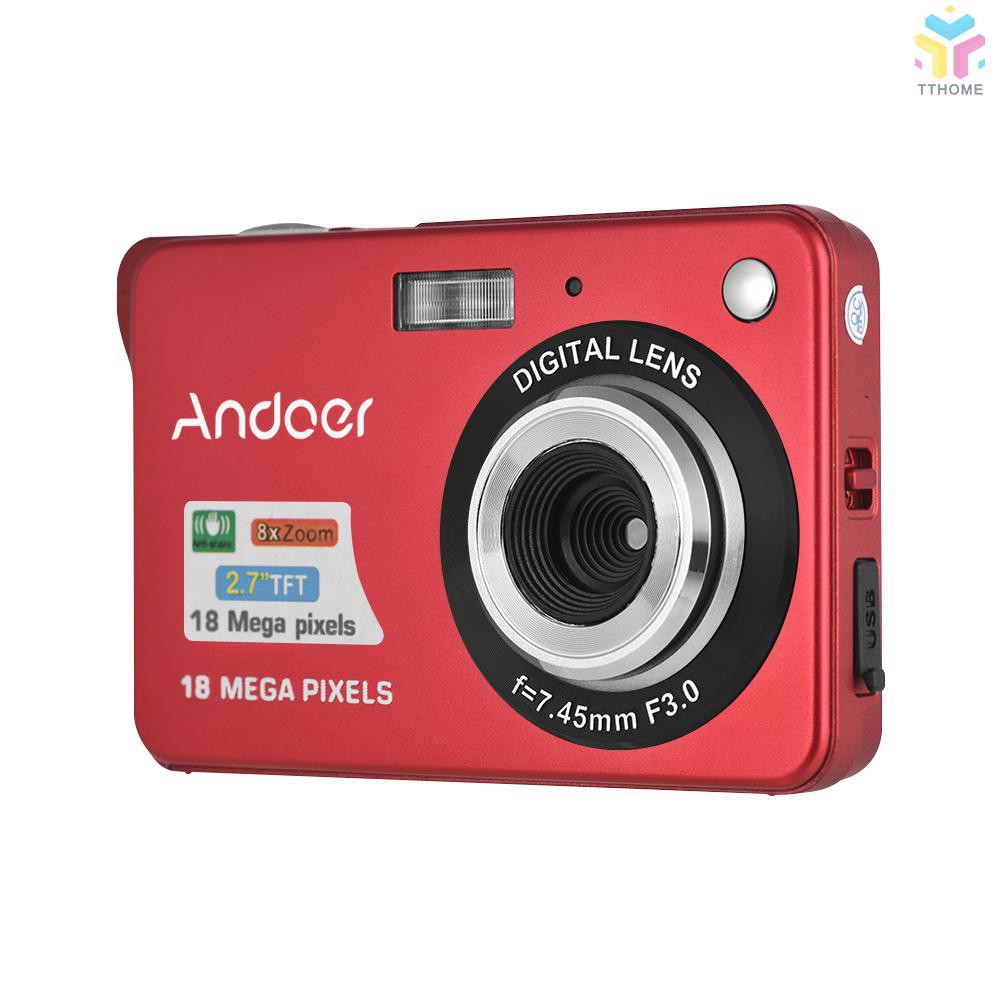 T&T Andoer 18M 720P HD Digital Camera Video Camcorder with 2pcs Rechargeable Batteries 8X Digital Zoom Anti-shake 2.7inc