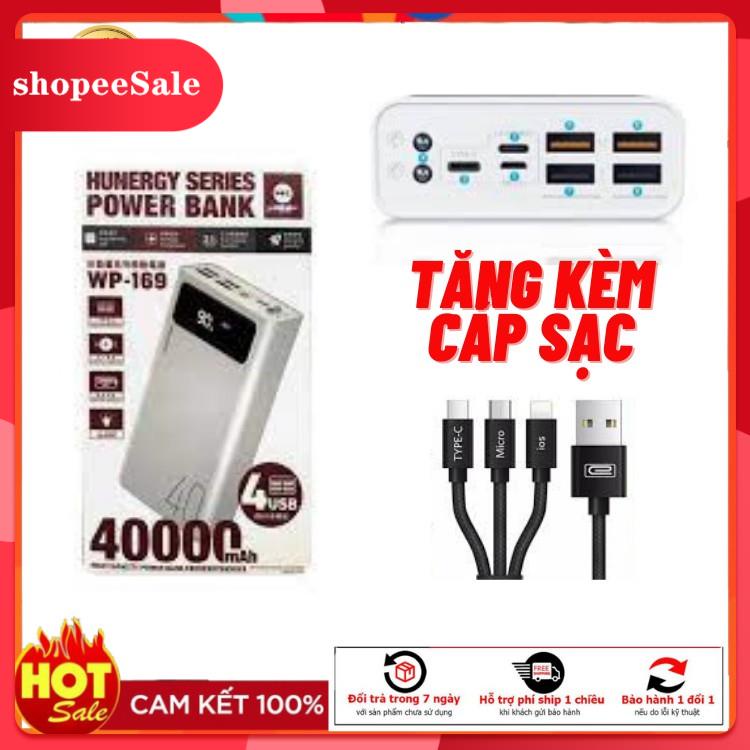 ⚡ Pin Dự Phòng 30000Mah⚡40000mah⚡50000mah WP-169 4 Cổng Sạc Cùng 4 Thiết Bị - Tích Hợp Led - Đèn Pin Bảo Hành