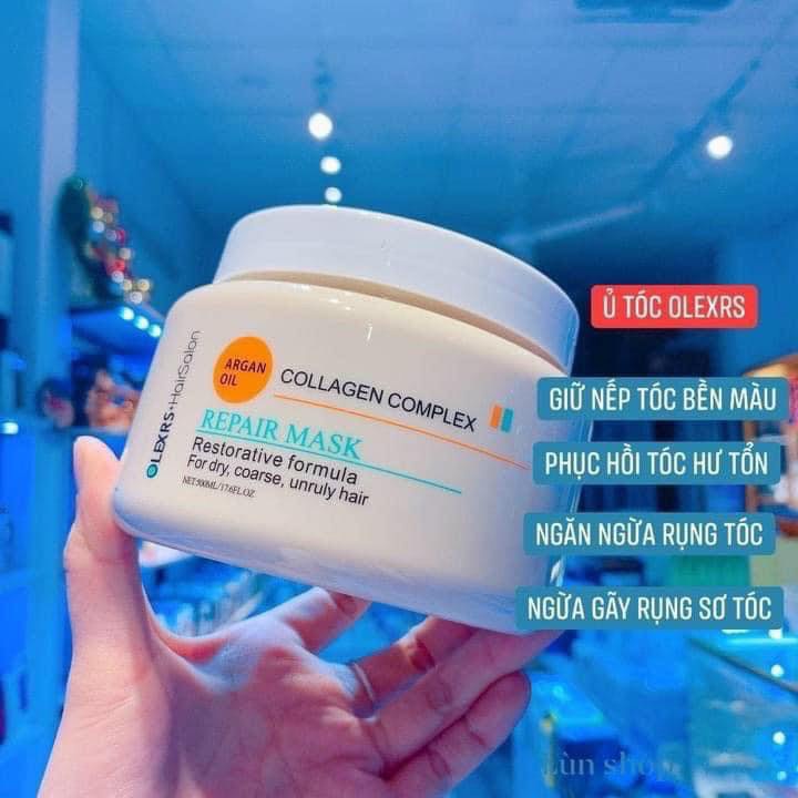 Ủ Tóc xudastore Kem Ủ Tóc Olexrs Hairsalon Argan Oil Collagen 500ml Phục Hồi Tóc Hư Tổn