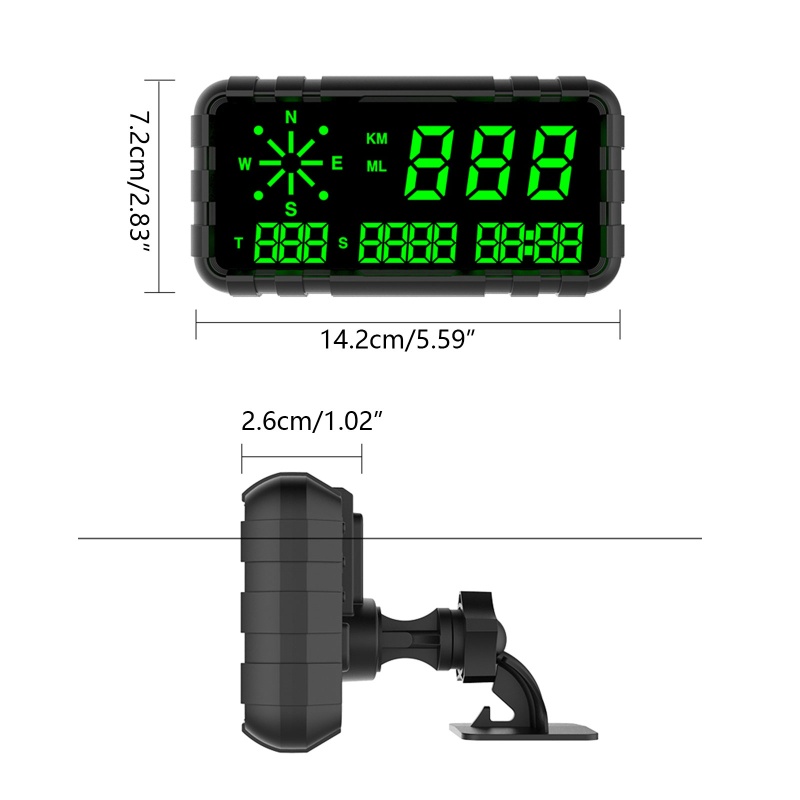 Đồng Hồ Đo Tốc Độ HUD Có La Bàn Hiển Thị GPS Màn Hình Kỹ Thuật Số