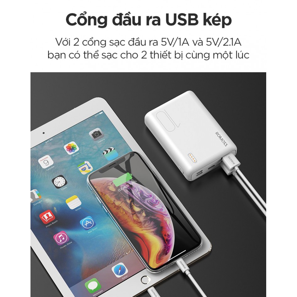 Pin sạc dự phòng ROMOSS 4S 10.000mah chính hãng mẫu siêu nhỏ gọn