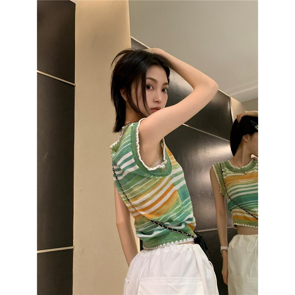 Áo Len Họa Tiết Kẻ Sọc Nhiều Màu Sắc Phong Cách Hàn Quốc Thời Trang Mùa Hè 62649