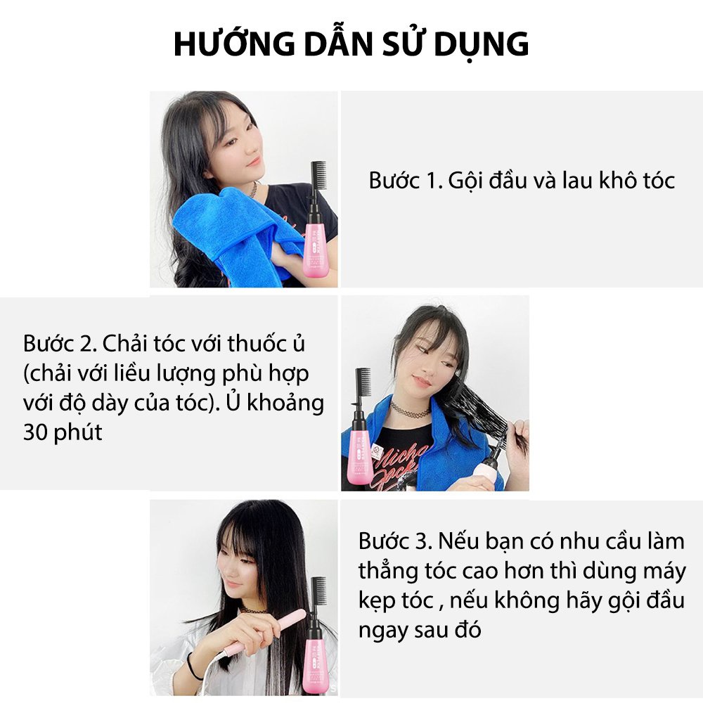 Kem ép duỗi thẳng tóc tại nhà không cần dùng nhiệt chứa nhiều dưỡng chất có lược chải  (180ML)