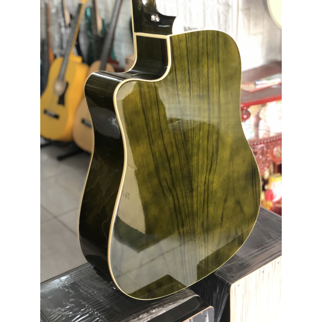 Đàn guitar acoustic Jade Butterfly màu xanh có EQ (tặng kèm phụ kiện)