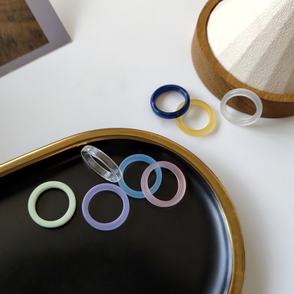 Nhẫn Nhựa Trong Suốt Nhiều Màu Sắc Phong Cách Hàn Quốc Cho Nữ