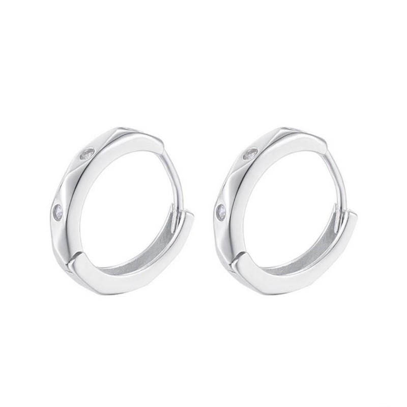 Bông tai Bạc S925 nam nữ trẻ em đều đeo được , mẫu dày dặn , có đính đá - Vàng Bạc Khải Khải