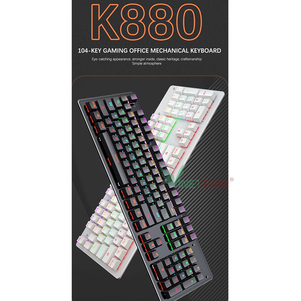 Bàn phím cơ Gaming vinetteam có dây Led RGB K880 -4097