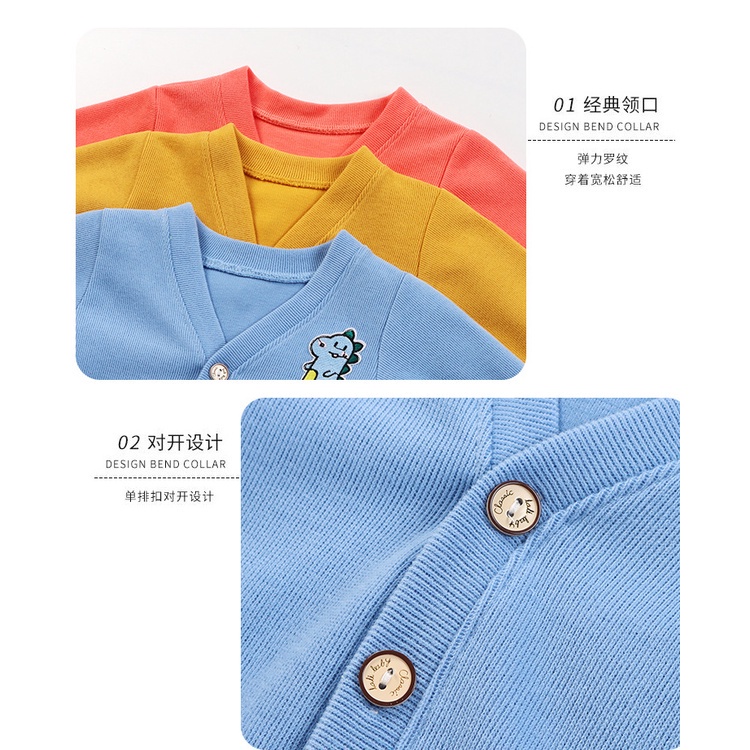 Áo khoác cardigan tay dài cổ chữ V thời trang thu đông dành cho trẻ em 70-120cm
