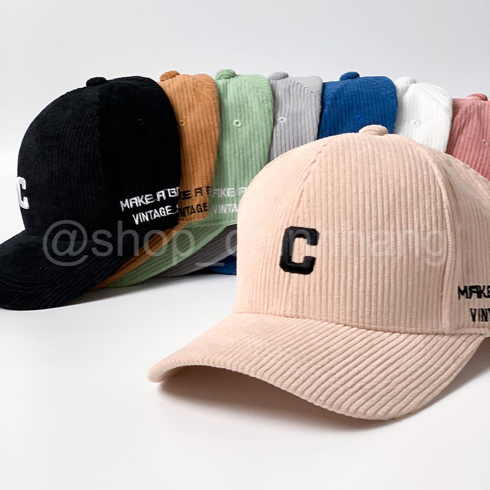 Mũ lưỡi trai thời trang nam nữ phong cách nón kết nhung tăm thêu chữ C AH1572