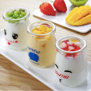 Combo 24 Hủ Yaourt Thuỷ Tinh 100ml Cao Cấp In Hình Chú Voi Làm Sữa Chua