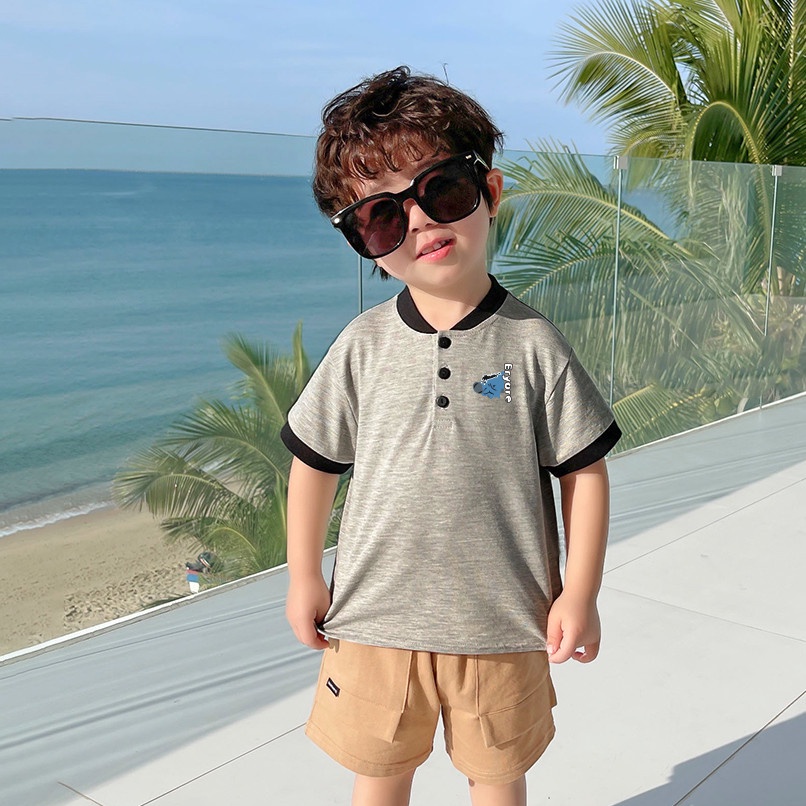 Áo polo cộc tay cổ bomber cho bé trai bé gái Magickids áo phông có cổ trẻ em thêu hoạt hình chất cá sấu AO22029