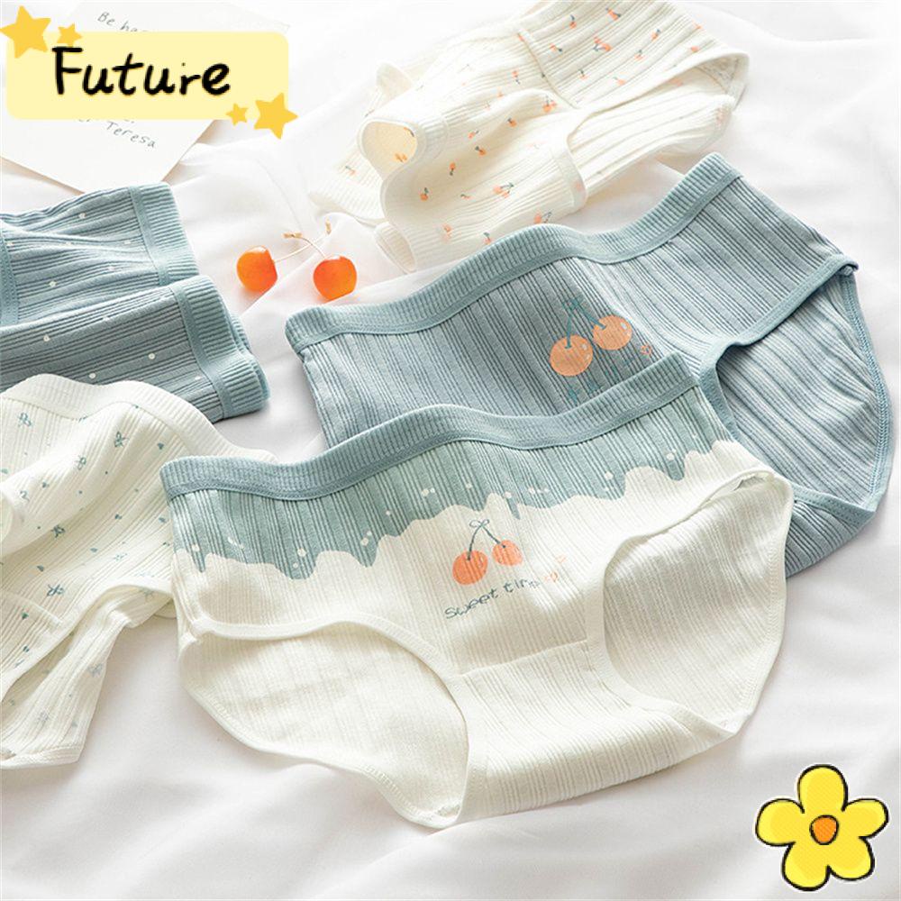 FUTURE Breathable Female Panties Soft Intimates Lingerie Embroidery Fruit Panties New Woman's Briefs M-XL Mid Waist Cotton Girls Pantys