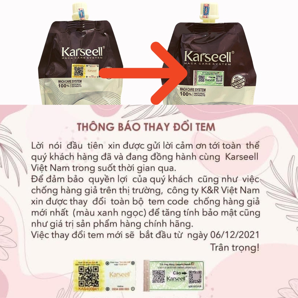 Kem hấp tóc KARSEELL, Ủ Tóc Collagen, Kem Ủ Tóc Collagen KARSEELL 500ML Chính Hãng