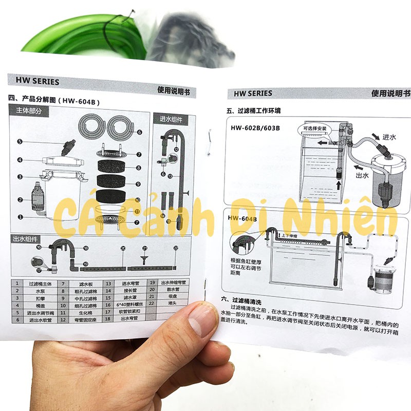 Máy lọc ngoài bể cá 14W Sunsun HW-604B - Lọc thùng cho hồ cá cảnh HW604B