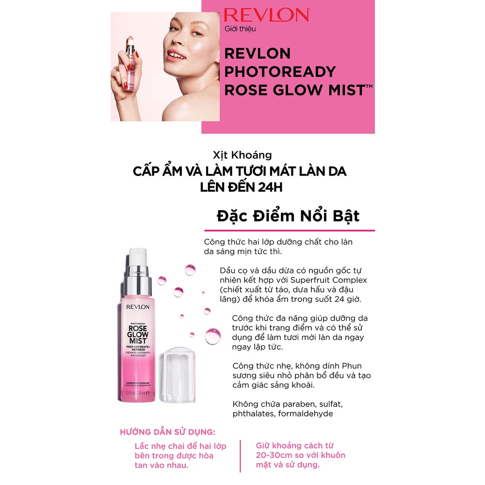 [Combo] Kem Nền Che Phủ Toàn Diện Lâu Phai Revlon Full Cover Foundationl và Xịt khoáng dưỡng da bắt sáng Rose Glow Mist