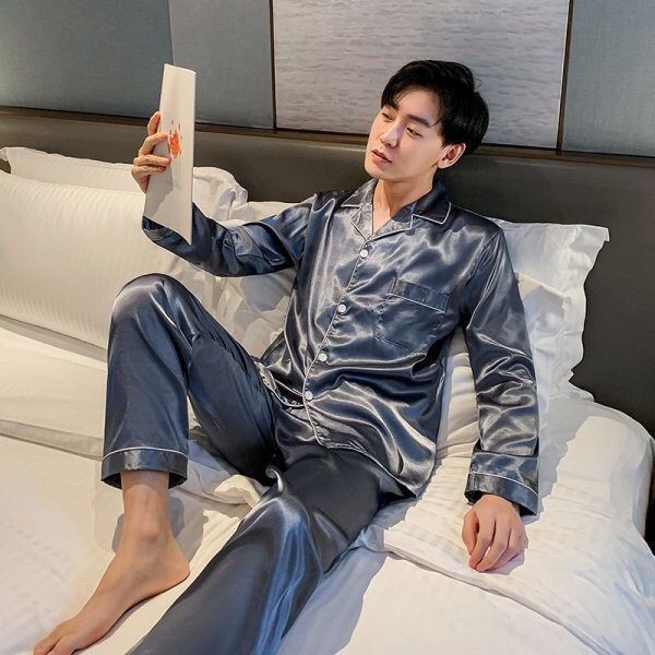 đồ ngủ nam mùa xuân và hè băng lụa dài tay phần mỏng mô phỏng thanh niên thu / đông cộng với kích thước dịc | BigBuy360 - bigbuy360.vn
