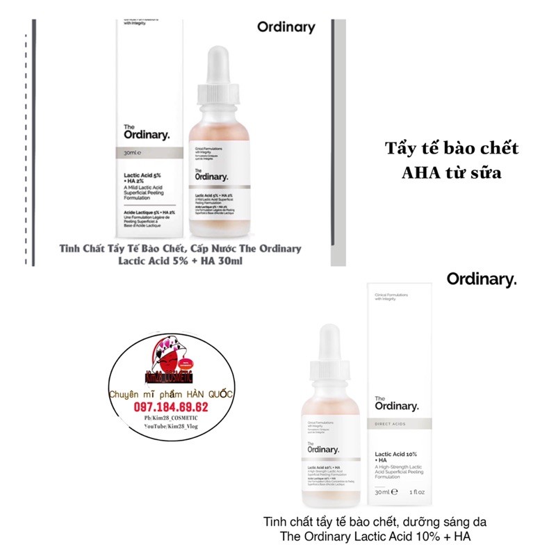 Tẩy da chết hoá học AHA The ORDINARY Lactic acid 10%+ HA