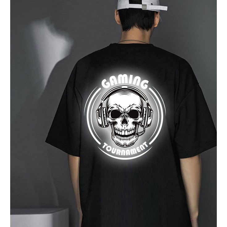 Áo Thun, Áo Thun Tay Lỡ Phom Rộng Unisex, In Hình Đầu Lâu Gameming, In Decal Phản Quang Siêu Đẹp, Chất lừ | BigBuy360 - bigbuy360.vn