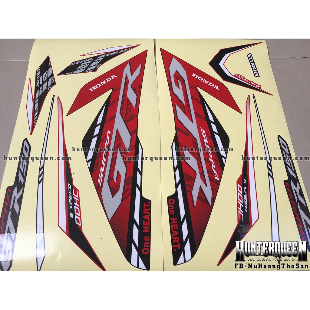 Tem in UV cao cấp. Winner 150 Supra GTR, Version 2020 đen đỏ. Decal tem xe ép nhiệt kích thước chuẩn.