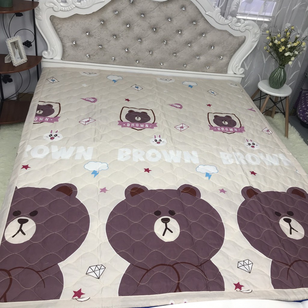 Chăn Hè Trần Bông Cotton Poly Mẫu GẤU NÂU-GẤU BROWN