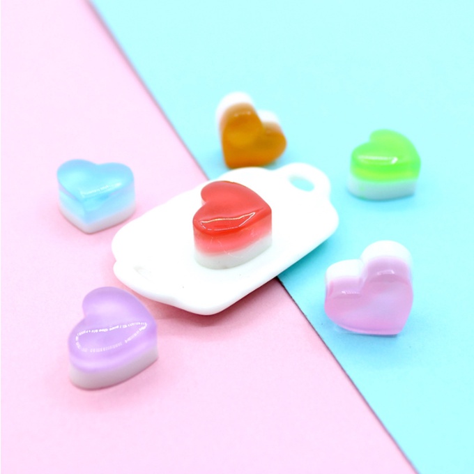 Mẫu charm kẹo sữa hình trái tim cho các bạn trang trí vỏ ốp điện thoại, kẹp tóc, dán Jibbitz, DIY