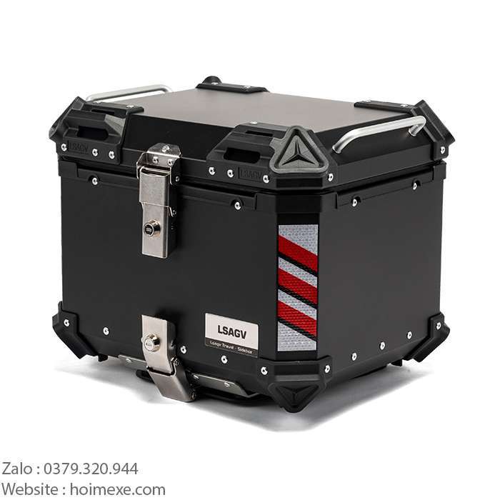 Thùng Top Box Màu Đen Nhôm 43L Sau Xe Máy, Xe Motor.