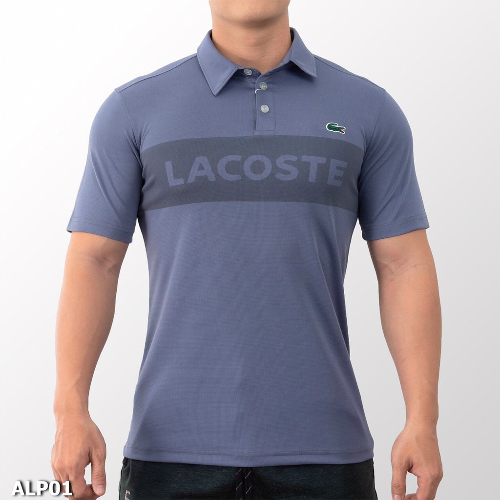 Aoa thun nam Lacoste cổ bẻ chất liệu mè vuông thoáng mát với logo thêu tinh tế thoáng mát, thấm hút mồ hôi cự tốt