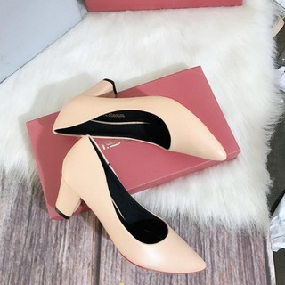 [HÀNG SẴN]Giày cao gót bít mũi 5 cm, công sở êm và mềm