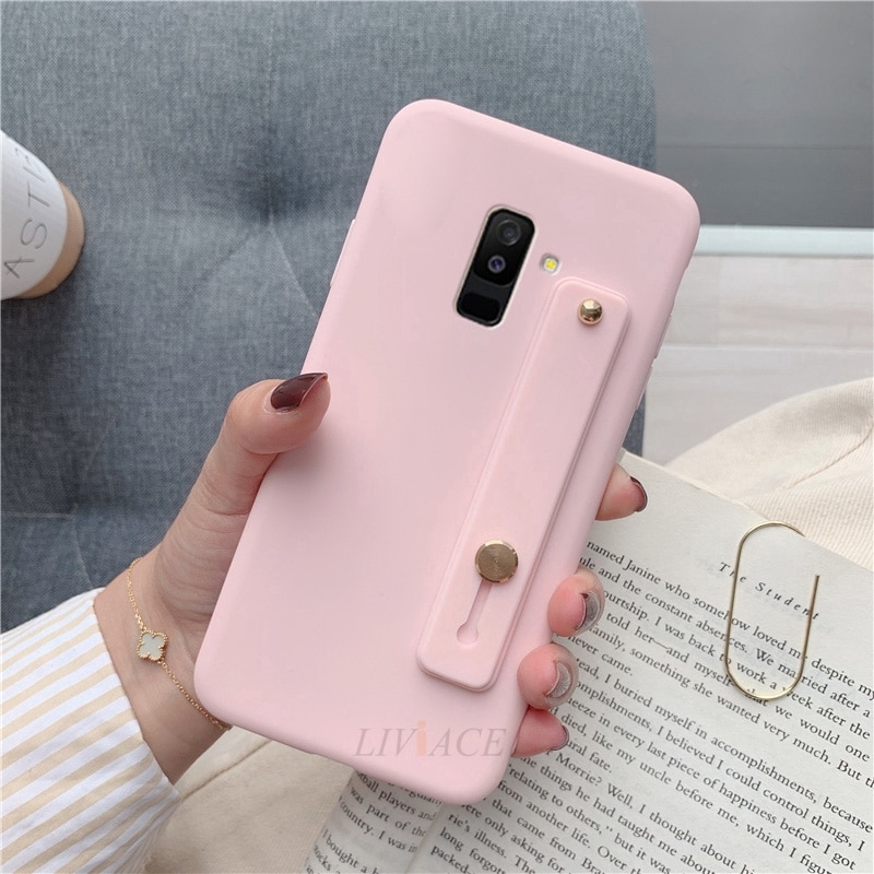 Ốp điện thoại silicone có giá đỡ đeo tay cho Samsung Galaxy J7 Pro J730 J3 J2 Pro 2018 2017 J7 Prime