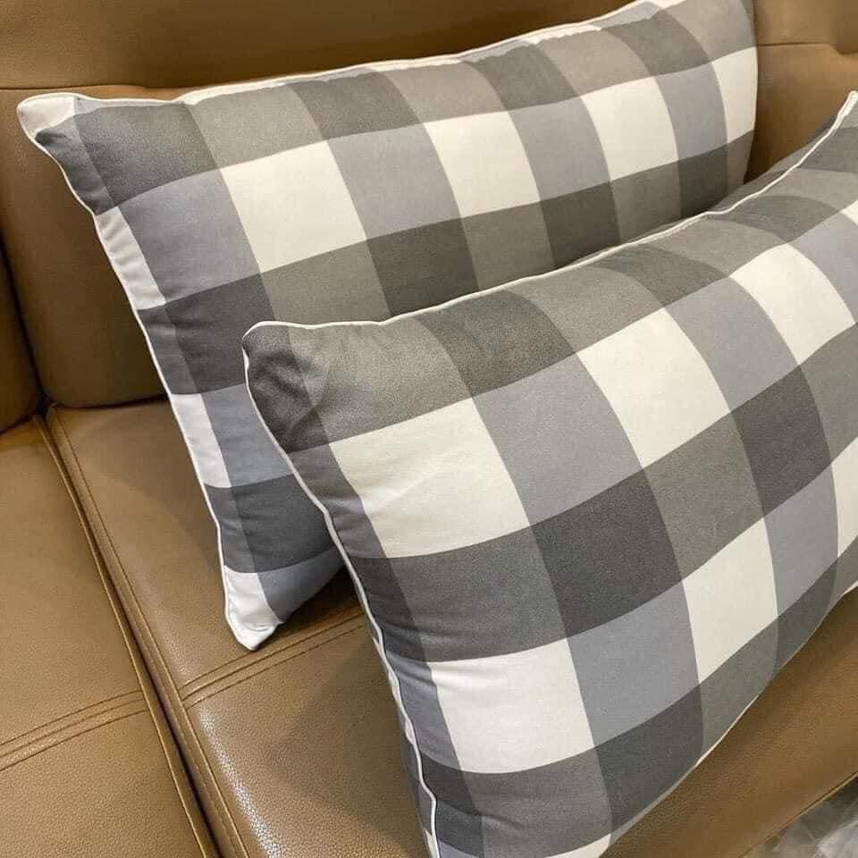 MỘT ĐÔI GỐI BÔNG MUJI MÀU KẺ SANG CHẢNH