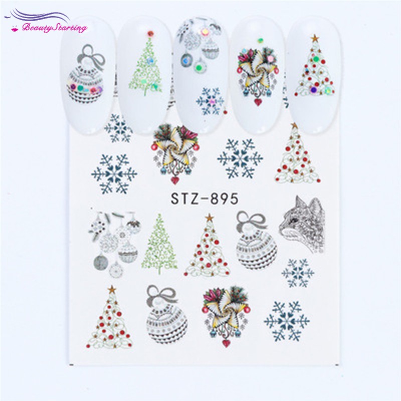 [Hàng mới về] Sticker dán nước họa tiết Giáng Sinh và năm mới hình ông già Noel/ người tuyết/ tuần lộc