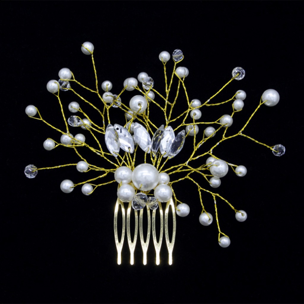 Lược cài tóc cô dâu đính hạt ngọc trai xinh xắn